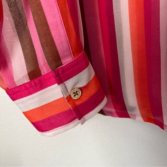 Adrienne Vittadini Sheer Long Sleeve Stripe Top - Picture 5 of 7